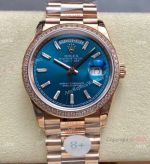 8+ Factory Best Edition Gain Weight Rolex DayDate 36 Rose Gold Azzurro Blue Dial
